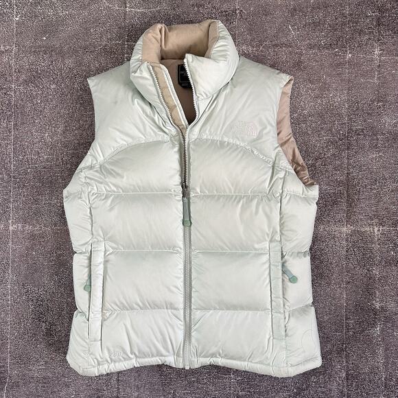 Women's The North Face Mint Blue Nuptse 700 Down Zip Up Puffer Vest Jacket Sz M - Picture 1 of 6